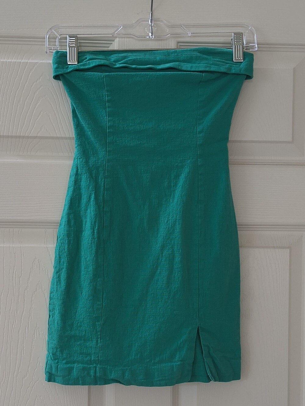 American Threads Green Strapless Foldover Cotton Cocktail Mini Dress | Size S